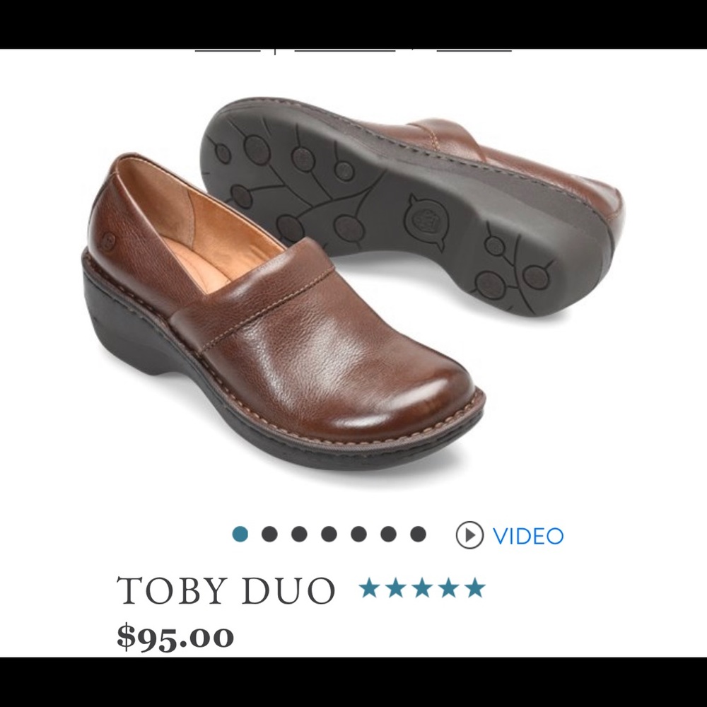 Born Brown Leather Clogs size 7